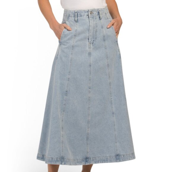 NEW GREY LAB Denim Maxi Skirt Light Denim 462mn - Picture 1 of 2